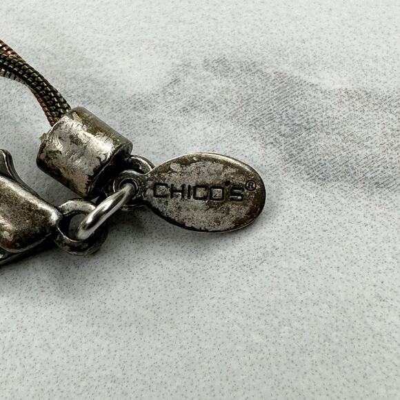 Vintage Chico's Boho Abstract Pendant Mixed Metal Statement Necklace ✨ - Picture 8 of 8